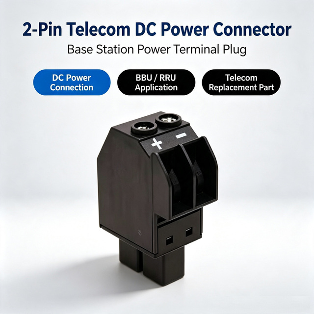 Telecom 2PIN DC Power Connector Multiple Current Specification for Hw PTN BBU RRU Switch Router Communication Equipment