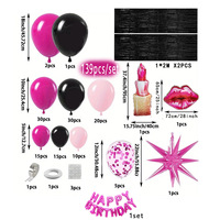 Ensemble de ballons guirlande noir et rose foncé sur le thème de la Saint-Valentin, décoration rideau de pluie pour mariage, fête d'anniversaire, bannière