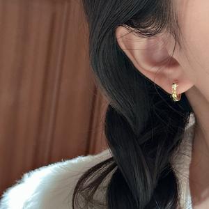 Boucles d'oreilles créoles fines en argent pur S925, style basique simple, finition glace pilée, mode, luxe léger, boucle d'oreille pour le quotidien - Product Image 4