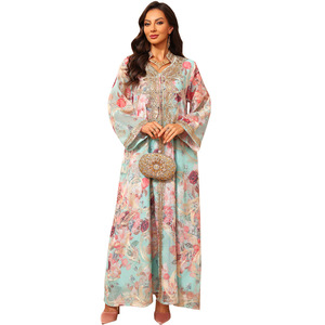 Nuevo Vestido Largo Holgado Estilo Árabe de Dubái, Abaya Musulmana para Mujer de Oriente Medio con Bordado Floral - Product Image 5