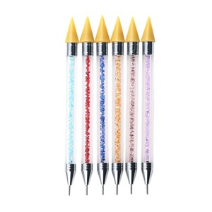 Stylo à cire double embout en acrylique pour nail art, outil multifonctionnel pour la pose de strass et de points, brosse à ongles pour salon de manucure - Product Image 3