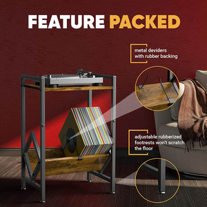 JH-Mech Stockage de magazines de disques vinyles Organisateurs efficaces décoratifs Support de plateau tournant en métal Armoire de rangement de disques vinyles - Product Image 4