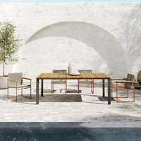 Ensemble trois pièces de table et chaises mobiles pour balcon, table à manger d'extérieur, canapé en osier, mobilier de patio pour salons de thé et cafés
