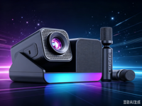HT36 PRO Microphone Karaoké 3-en-1 2K avec Projecteur, Double Micro, Home Cinéma, Android 11, 1 Go RAM, 8 Go ROM
