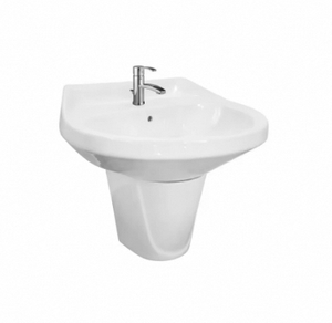 Lavabo de Pared con Pedestal Parcial para Hoteles, Apartamentos y Villas, Ecológico, Garantía de 5 Años, Oliva - Product Image 1