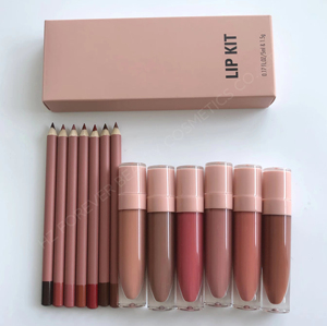 Ensemble de gloss à lèvres liquide hydratant à la vitamine E, vegan, couleur nude, haute pigmentation, crayon à lèvres mat longue tenue, kit de maquillage nourrissant pour les lèvres - Product Image 3