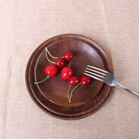 Houten dienblad Zwart Walnoot Rond dienblad Massief houten ontbijt dienblad Dim Sum fruit dienblad Gedroogd fruit Snack houten bord