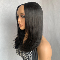 Perruque Bob Courte Droite Noire Naturelle en Cheveux Synthétiques Résistants à la Chaleur (14 Pouces) pour Femmes Noires - Vente en Gros