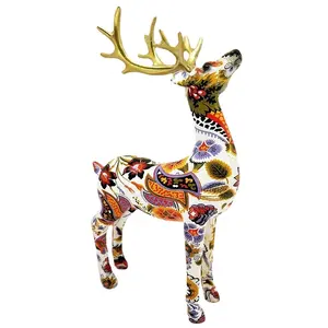 Creative colorful sika deer ornaments resin ornaments simple and fashionable home living room study desktop decorations