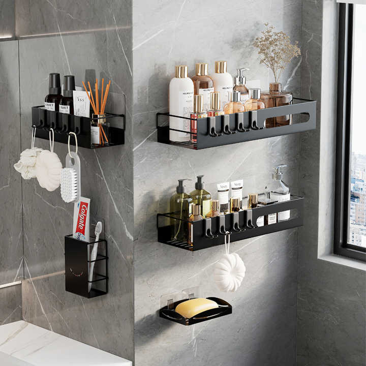 5 Pack Hanging Shower Caddy Strong Adhesive Bathroom Organizer