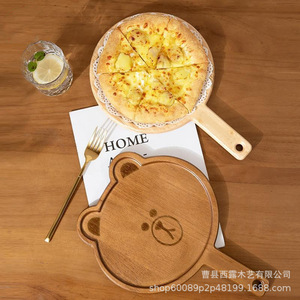 Plato de pizza de madera con forma de animal, color nogal, con asa, para servir desayuno o fiestas. - Product Image 4