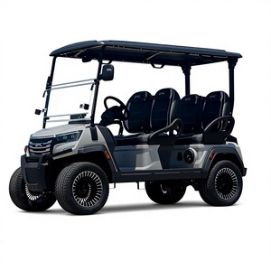 Voiturette de golf électrique de qualité supérieure, nouveau design, 6 places, véhicule utilitaire, vitesse maximale de 30 km/h, carrosserie noire et grise avec toit. - Product Image 1