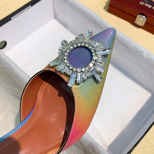 Zapatos De Mujer Elegante Dropshipping Luxury Rhinestone Kitten Slingback Sandals Ladies Heels Shoes for Women - Product Image 5