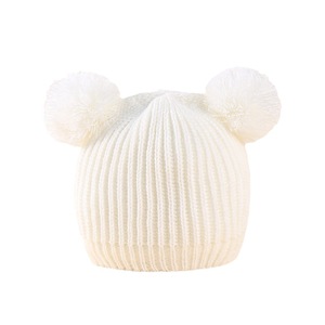 Ensemble bonnet et mitaines en tricot pour bébé, nouveau modèle <span class=keywords><strong>d</strong></span>'<span class=keywords><strong>hiver</strong></span>, deux pompons, mignon, chaud, pour enfants, bonnet de ski, gants pour enfants - Product Image 3