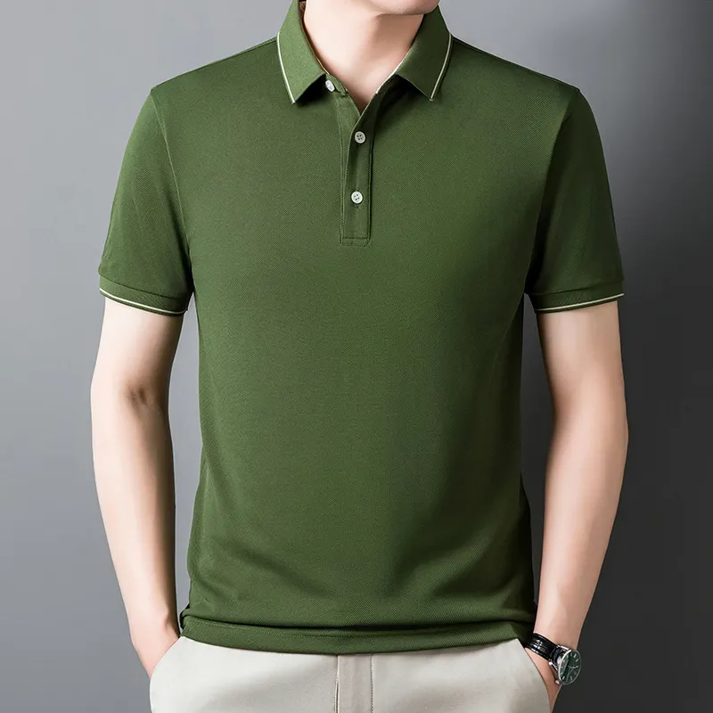 पुरुषों की छोटी आस्तीन वाली सूती गोल्फ पोलो टी-शर्ट के लिए थोक ठोस रंग पोलो शर्ट