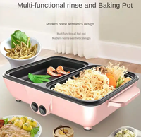 Vente chaude portablb Cuisinière électrique 220V Rôti de rinçage Chaudron électrique à double usage pour dortoir et usage familial