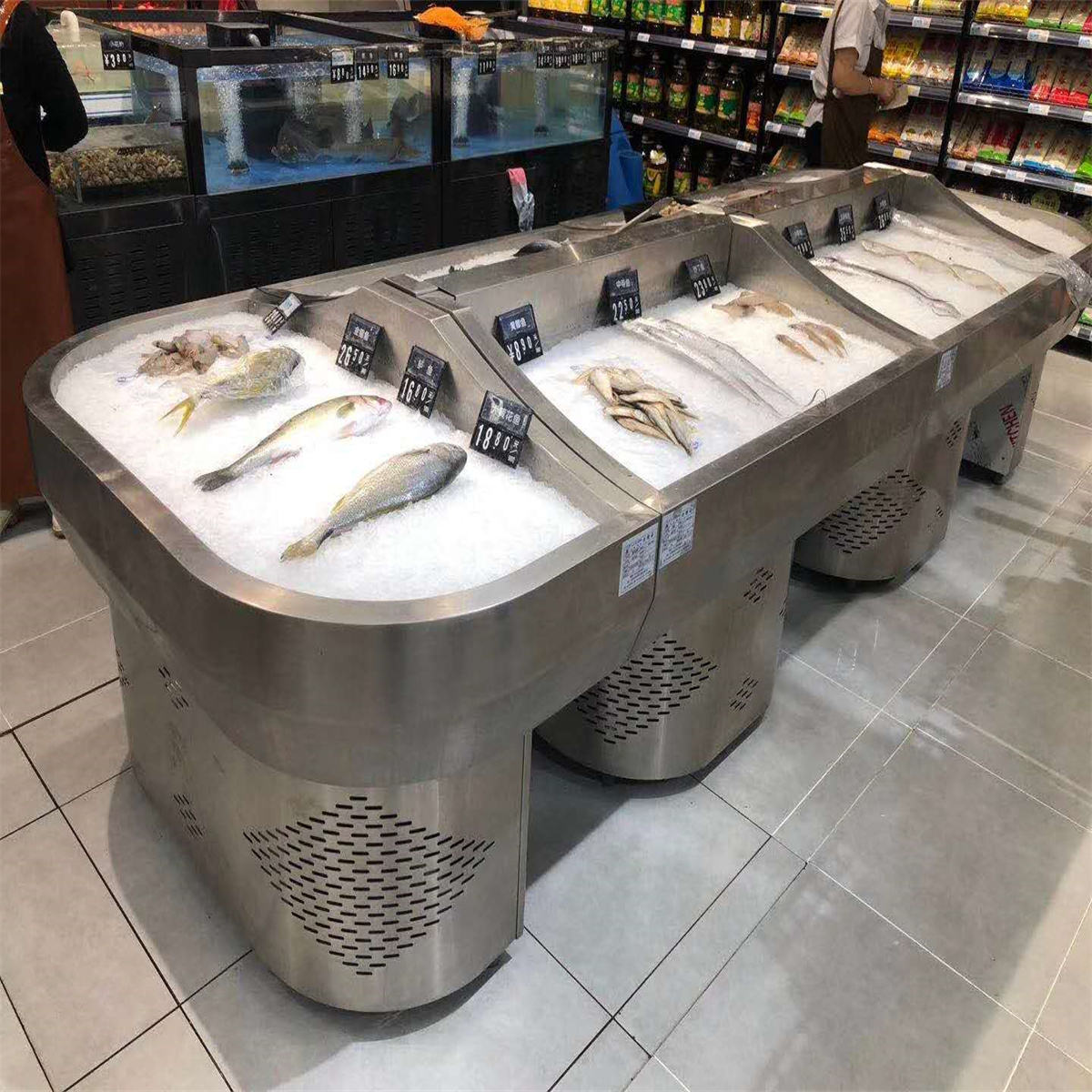 冷蔵の陳列(鮮魚) 商業用冷蔵ショーケース・シーフード用アイステーブル