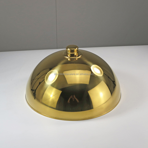 Coperchio a Cupola in Acciaio Inox Dorato Rinforzato per Piatti da Ristorante con Manico - Product Image 3