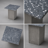 Table console contemporaine en marbre avec piétement sculptural en ciment pour salon et usage hôtelier/villa, personnalisable