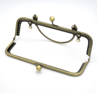 Cloxy DIY Quincaillerie Métallique pour Fabrication de Sacs, Anse de Sac 18/20 cm, Fermoir Vintage Embossé en Métal, Cadre de Porte-Monnaie Carré