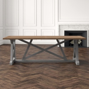 โต๊ะอาหารทรงกากบาทฐานไม้เอล์มโบราณรีไซเคิล - Product Image 3