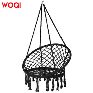 Silla colgante para exteriores Woqi, color negro, 37.5 pulgadas de diámetro, columpio de malla de nailon resistente para patio, terraza y jardín. - Product Image 4