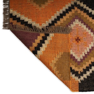 Alfombra de yute de lana Kilim tejida a mano, alfombra decorativa con patrón geométrico de larga duración para el hogar moderno y rústico, dormitorio y sala de estar - Product Image 5