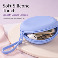 Porte-monnaie imperméable multifonctionnel ultra-léger en silicone avec fermeture éclair, organiseur de voyage, petite pochette portable pour accessoires
