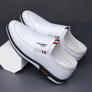 Men's Leather Loafers Round Toe Slip-On Anti-Slip <b>Rubber</b> Sole Business Casual Shoes - Product Image 3