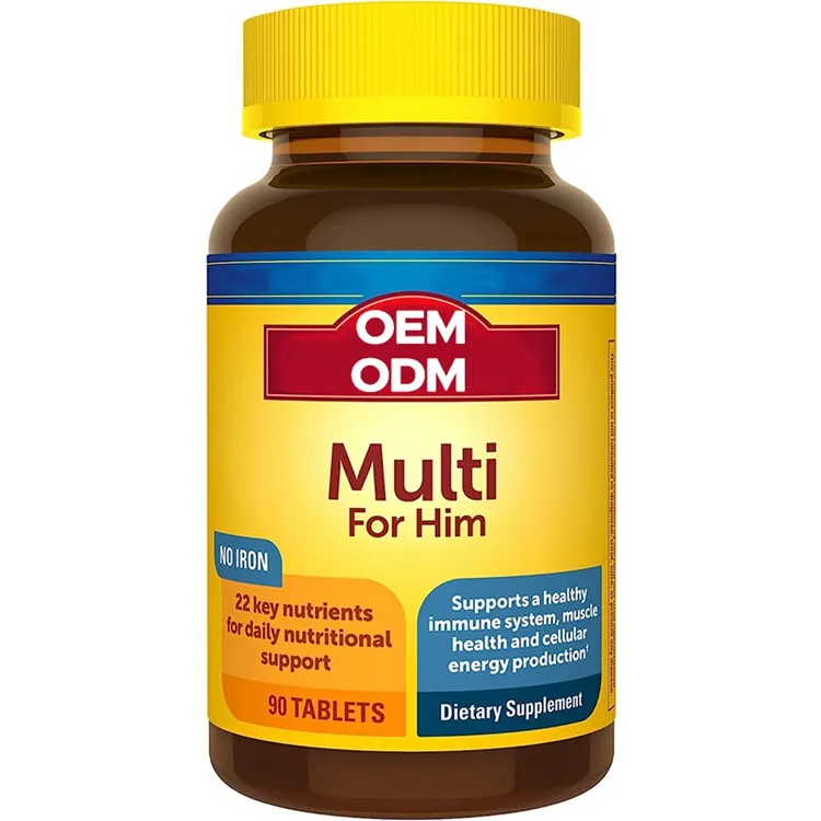 Erkekler için günlük beslenme desteği Multivitamin için hiçbir demir erkek Multivitamin ile onun için 90 tablet Multivitamin
