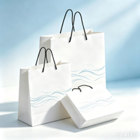 Sacs en papier personnalisés avec logo, service complet direct usine, sacs d'emballage pour vêtements, sacs de courses, blanc classique luxueux
