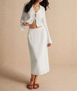 Moda nuevo cuello de Color sólido media cremallera de punto Tops temperamento bolsa faldas moda conjuntos de dos piezas - Product Image 3