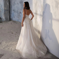 Nouvelle robe de mariée moderne européenne américaine Sling A-ligne longueur au sol dos nu coupe ajustée gaze légère grande taille fente de couleur bonbon