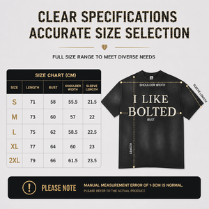 T-shirt noir surdimensionné pour homme AnHeng avec imprimé « I Like Bolted », style streetwear, manches courtes, jersey de coton, col rond - Product Image 3