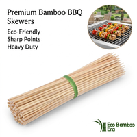 Brochettes de barbecue rondes en bambou robustes, certifiées FSC, ISO, FDA, LFGB, CE 1935/2004, DGCCRF, pointe acérée, écologiques, de qualité alimentaire, pour grillades
