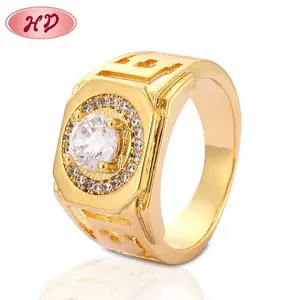 Produk baru populer 14K 18K perhiasan Italia berlapis emas kuningan pria emas cincin zirkonia kubik