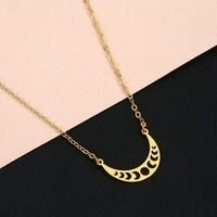 SC vente en gros Simple soleil lune collier Phase de lune pendentif collier 14K plaqué or collier en acier inoxydable cadeaux pour les femmes