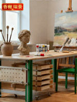 Bureau d'artiste, poste de travail en profilé aluminium, tiroir mobile, bureau d'ordinateur, table au design créatif