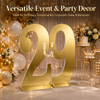 Support de numéros en acrylique doré grand format Uvenue 0-9 avec support en PVC, signalétique numérique autoportante pour banquets et anniversaires