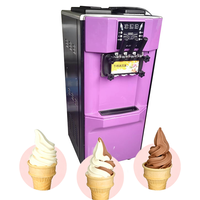Machine à glaces multi-saveurs à monnayeur, usage commercial intensif, avec compresseur