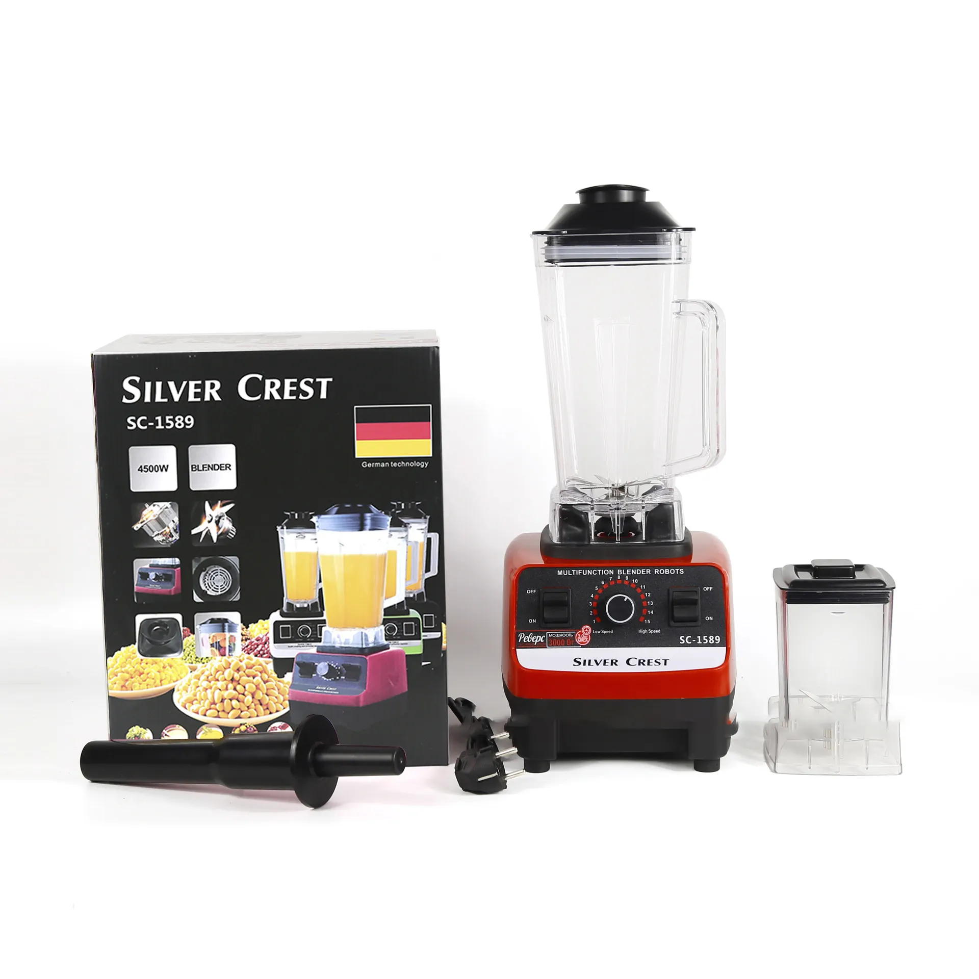 4500W Double Two Cup Silver Crest Blender Commercial Food Smoothie Blender and Juicers Portable Mixer Licuadora Mixeur