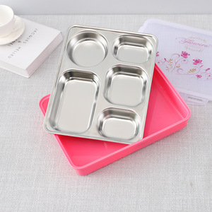 Stainless Steel Bento <b>Box</b> 4 <b>Compartment</b> With Plastic Lid For School <b>Lunches</b> Green Pink Blue Colors - Product Image 4