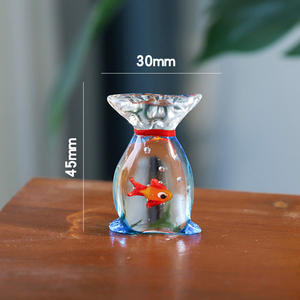 מנורת זכוכית מוראנו בעבודת יד בסגנון לוויתן יצירתי, קישוטי פסלון דג זהב בכיס, עיצוב לבית - Product Image 4