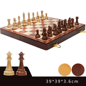 Acrylic Wood Grain Chess Set Checkers 2 In 1 Magnetic Chess Board High-end Customized Chess Set Luxury
