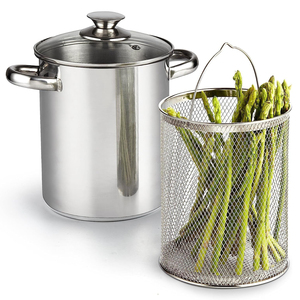 Vente en gros d'usine marmite pour friteuse marmite d'<span class=keywords><strong>asperges</strong></span> en acier inoxydable avec couvercle en verre et panier à panier intérieur marmite à pâtes à corps haut - Product Image 6