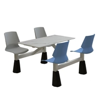 Ensemble table et chaises de restaurant scolaire le plus vendu avec plateau en marbre, structure en plastique, design moderne et durable