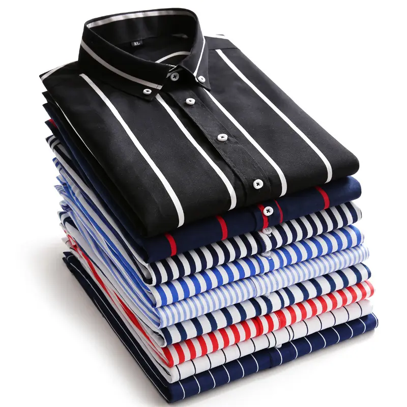 Vertical stripe new striped casual long-sleeved shirt men's four seasons slim long-sleeved shirt