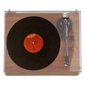   Tourne-disque rétro, phonographe, haut-parleur, système audio pour salon, 43x36x17,5 cm, fermé - Product Image 1