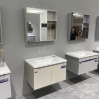 Armoire de salle de bain murale moderne en acier inoxydable de haute qualité, fabriquée directement en usine, avec lavabo en céramique et armoire miroir intelligente