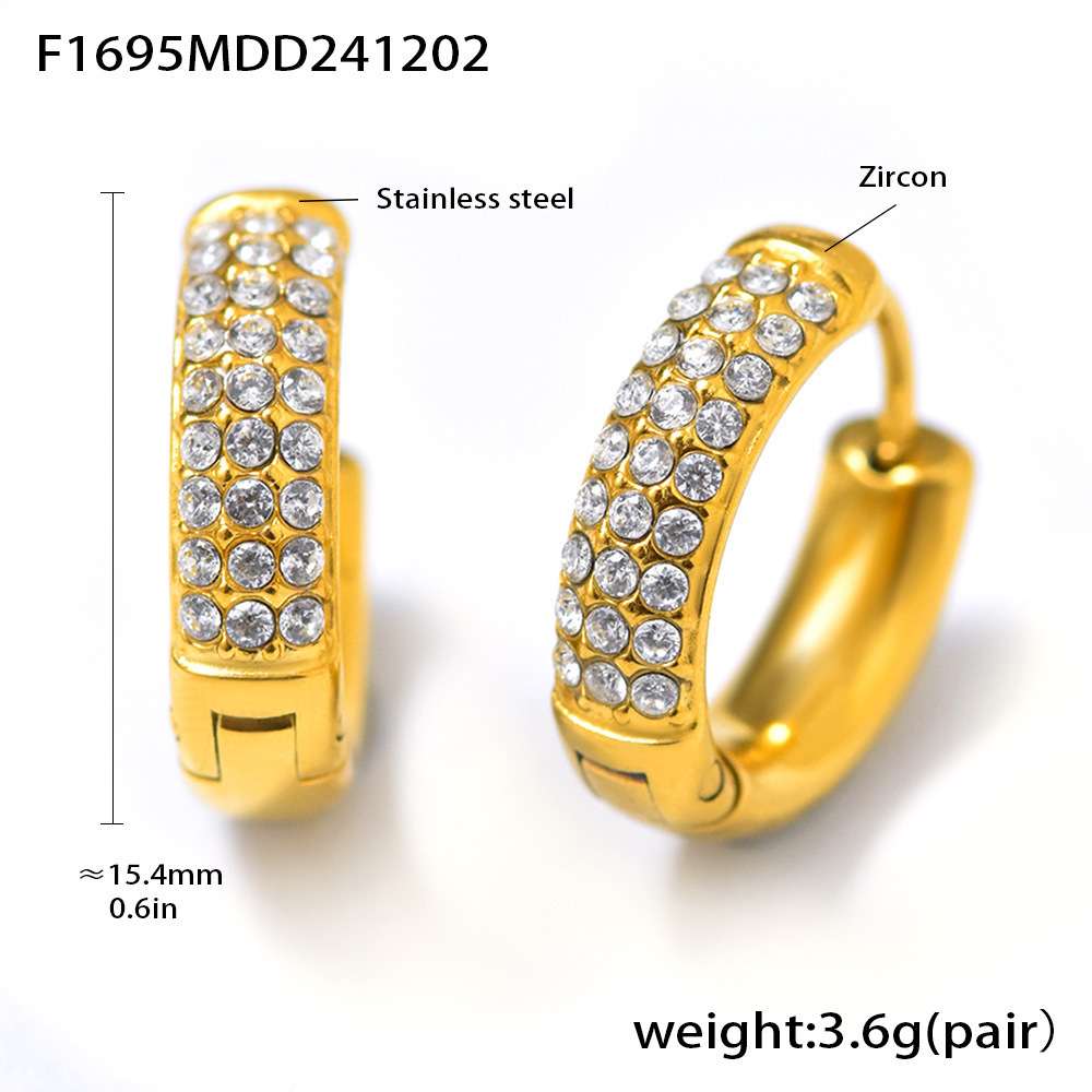 F1695-boucles d'oreilles zircon blanc doré-grand